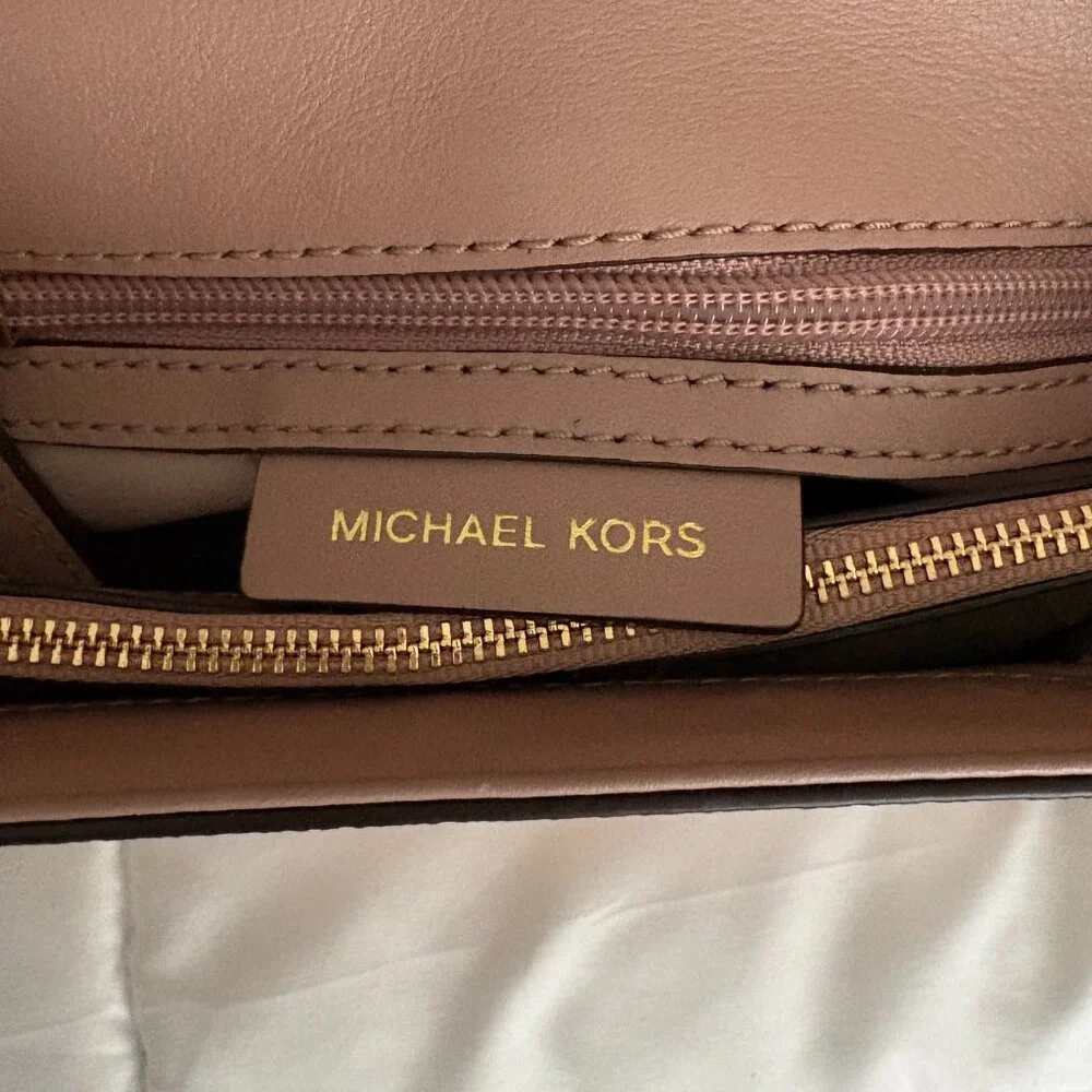 Michael Kors Rose Signature Coated Canvas Leather Whitney Shoulder Bag Chic